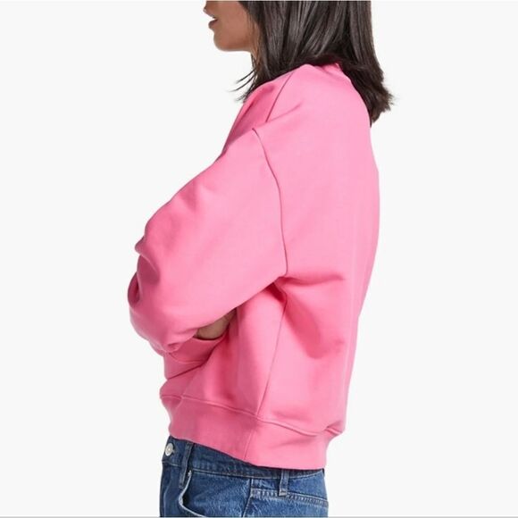Frame Denim Oversized Crew Hot Pink Long Sleeve Sweatshirt - Picture 3 of 16